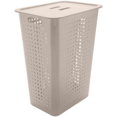 Imagem de Cesta de roupas Ou 47L com tampa, Bege