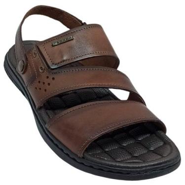 Imagem de Sandália Pegada Masculino Couro Anilina 3 Tiras Elásticas, Pinhao, 40