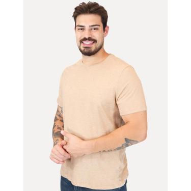 Imagem de Camiseta Dudalina Masculina Cotton Regular Caqui Claro Mescla-Masculino