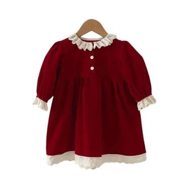 Imagem de Vestido De Festa De Natal Para Meninas Com Renda E Acabamento Em Cetim