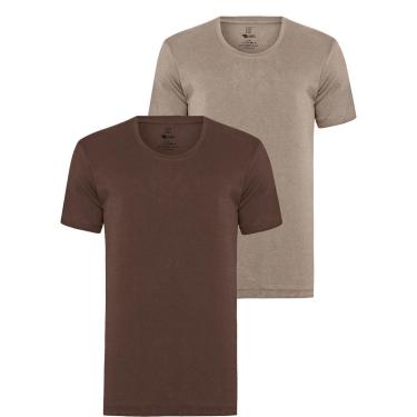 Imagem de Kit 2 Camisetas Algodão Egípcio Slim Fit Masculina - Off e Branco - G1-Masculino