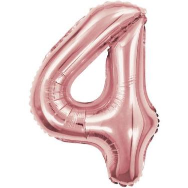 Imagem de Balão Metalizado Número 4 Rose 40CM - Make