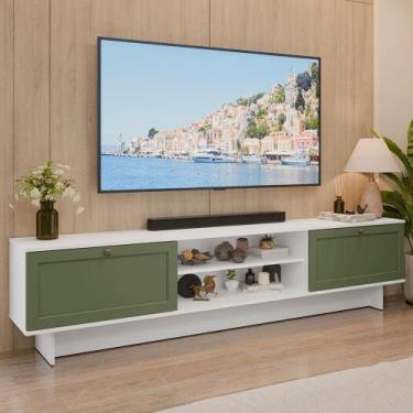 Imagem de Rack para TV até 80 Polegadas 218 cm 2 Portas Branco/Verde Vik Madesa,