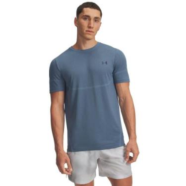 Imagem de Camiseta de Treino Under Armour Rush Seamless Legacy Masculina, Azul, 