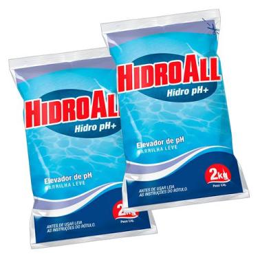 Imagem de Kit 2 Barrilha Hidro Ph Hidroall Elevador de Ph Para Piscina Água Trat