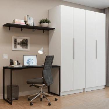Imagem de Conjunto Home Office 2 Armários Neo 1 Escrivaninha 2 Prateleiras Branc