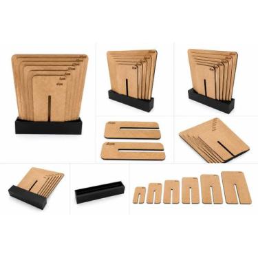 Imagem de Kit 7 Gabaritos Laços Mdf Tear De Mesa 4-16cm Com Suporte - 3Dmelo