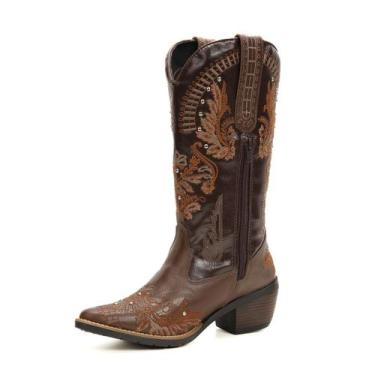 Imagem de Bota Feminina Texana Country Chocolate Couro DIfranca - 6216, 35