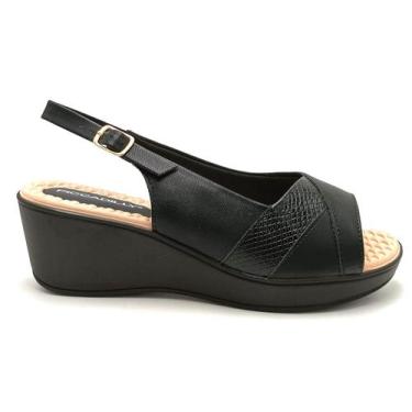 Imagem de Sandália Feminina Anabela Peep toe Piccadilly 540327, Preto, 38
