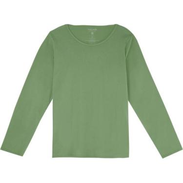 Imagem de Blusa Manga Longa Básica Feminina Malwee Plus Ref. 94139, G4, Verde