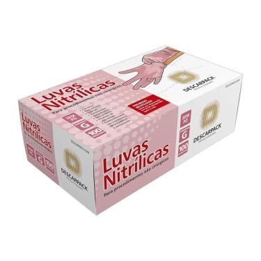 Imagem de Luva Nitrílica Descartável Descarpack Rosa para Procedimentos Não Invasivos Tamanho g C...