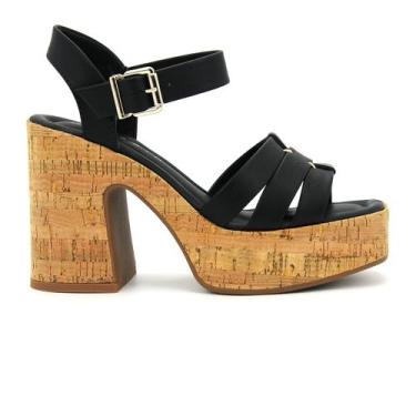 Imagem de Sandalia Ramarim Original Plataforma Meia Pata Feminino 204, 36, Preto