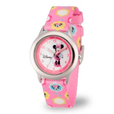 Imagem de Disney Relógio infantil de aço inoxidável W00036 Minnie Mouse Time Teacher, rosa, Relóg...