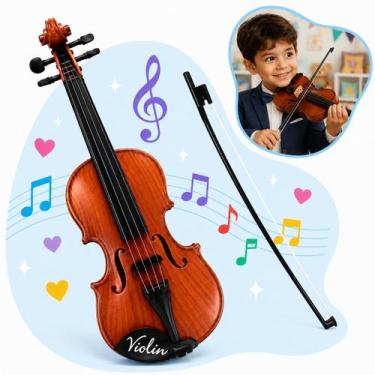 Imagem de Violino Brinquedo Instrumento Musical Com Arco Infantil 4 Cordas 42cm 