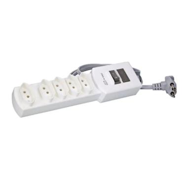 Imagem de Filtro de Linha MG-3001 com Proteção Contra Sobrecarga e Interferências RF e 5 Tomadas Branco Margirius 1,5M