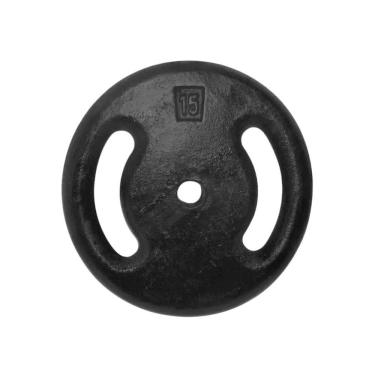 Imagem de Anilha Ferro Fundido Pintada Fitness Academia 15kg com Alça Lateral Preto Anilhas Fitness 31.5CM