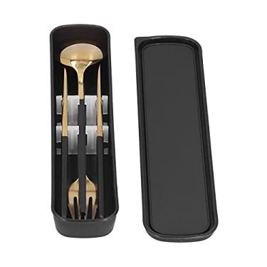 Imagem de Conjunto de talheres, garfo de colher de hashi antiderrapante de aço inoxidável 304 utensílios de viagem com caixa de armazenamento para uso ao ar livre para viagens escolares