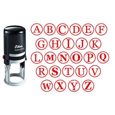 Imagem de Carimbo de alfabeto A-Z personalizado em tinta vermelha monograma carimbo de borracha redondo auto-tinta carimbo inicial brilhante mini carimbo 20 mm, Initial B, Initial B