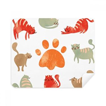 Imagem de Animal Cute Cat Faly Footprint Pano de limpeza Limpador de tela 2 peças Tecido de camurça