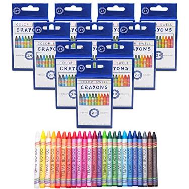 Imagem de Giz de cera Color Swell Volume 10 pacotes com 24 cores vibrantes de qualidade de professor durável para lembrancinhas de festa de classe de famílias