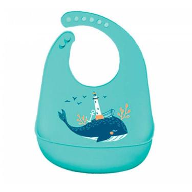 Imagem de Babador De Silicone Bichos Verde Baleia Kababy