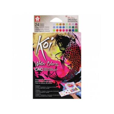 Imagem de Aquarela Sakura Koi 24 Cores Pastilhas Metalica + Fluorescente