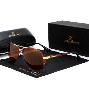 Imagem de Óculos de Sol Masculino Kingseven Estilo Piloto com Proteção Polarizados UV400