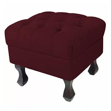Imagem de Puff Retrô Fixo Luis Xv Capitonê Suede Bordô - DS Estofados