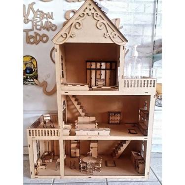 Casa Casinha da Barbie em mdf 110cm de Altura+ 22 Móveis