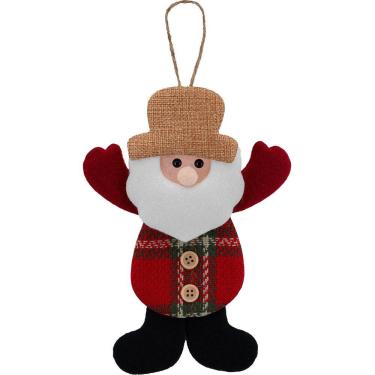 Imagem de Enfeite Árvore Natal Pendente Tecido Papai Noel 1 Peça 20cm