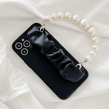 Imagem de Pulseira pérola corrente de pulso capa de telefone para iphone 11 12 pro max mini xr x xs 7 8 plus se 2020 soft imd silicone tampa traseira, b, para iphone 12pro