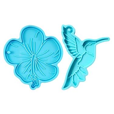 Imagem de Moldes de pingente, laozibierewo1 molde de beija-flor de resina de silicone pássaros epóxi artesanato chaveiro molde de silicone para colar de argila de polímero, moldes de fabricação de joias