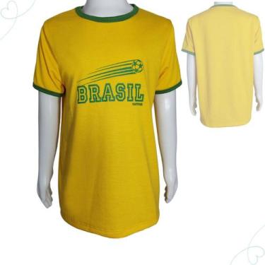 Imagem de Camiseta Infantil Amarelo Menino Brasil Copa Do Mundo Em Malha - Katit