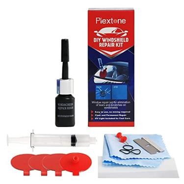 Imagem de Plextone Kit de reparo de para-brisa DIY para reparo de combinação de rachadura longa de meia lua de olho de touro (vermelho-azul)