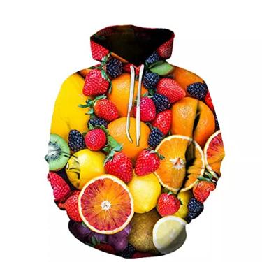 Imagem de CNBPIC Moletom com capuz impresso em 3D de frutas streetwear outono moletom unissex jaqueta casual