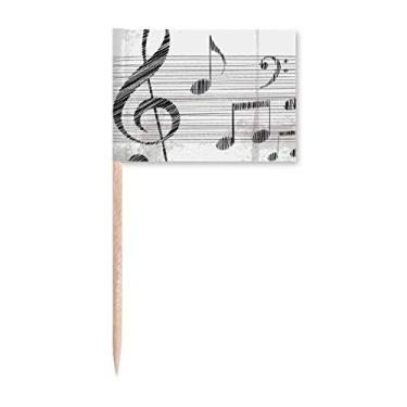 Imagem de Bandeira de palito de dente com estampa simples de música clássica e bonita para decoração de festa