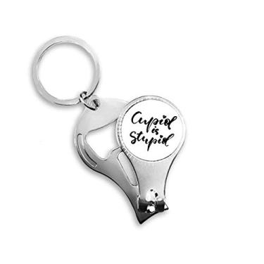 Imagem de Chaveiro abridor de garrafa com citação Cupid is Stupid
