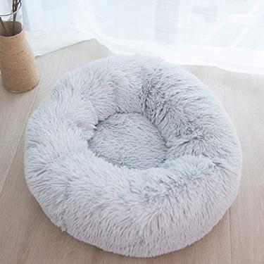 Imagem de Cama de cachorro grande de donut de pelúcia luxuosa com capa lavável, almofada macia destacável para animais de estimação calmante cama para animais de estimação redonda saco de dormir gatinho filhote