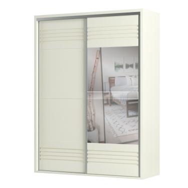 Imagem de Guarda Roupa Solteiro com Espelho 2 Portas 2 Gavetas TW601E Dalla Costa - Off White/Espelho