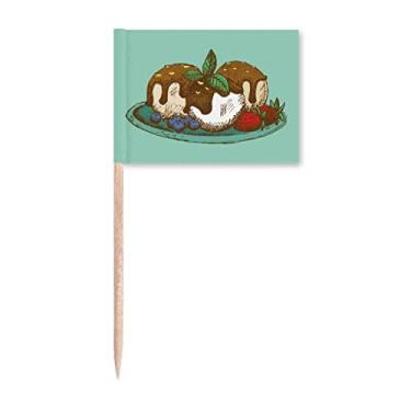 Imagem de Bola de sorvete de chocolate com morango, bandeiras de palito de dentes, enfeite de festa