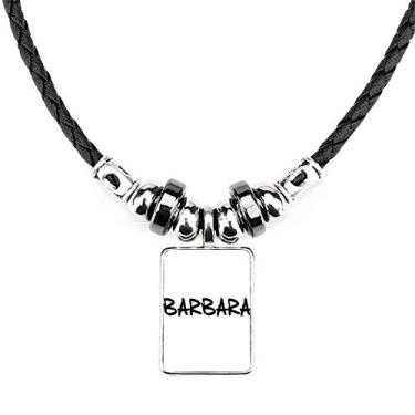 Imagem de DIYthinker Colar de escrita especial com nome inglês Barbara joia Torque pingente de corda de couro