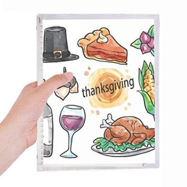 Imagem de Caderno Happy Thanksgiving Day em aquarela com estampa de folhas soltas diário recarregável