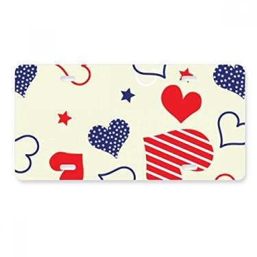 Imagem de DIYthinker Placa de licença americana pentagrama em forma de coração azul vermelho decoração placa de carro etiqueta de aço inoxidável