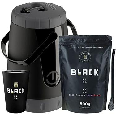 Imagem de Kit Tereré Black Erva Garrafa Lisa Cuia E Erva Energético