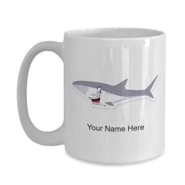 Imagem de Caneca de tubarão personalizada, copo de café de tubarão, ideia de presente de tubarão, copo de tubarão personalizado, caneca de tubarão personalizada - caneca de café de 425 g