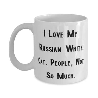 Imagem de Linda caneca russa para gatos brancos, I Love My Russian White Cat. People, Not So Much, Love 325 g para amantes de gatos de amigos
