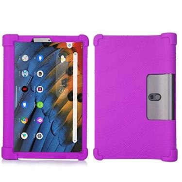 Imagem de QYiiD Capa para Lenovo Yoga Smart Tab 10,1 polegadas 2019, capa protetora de silicone leve à prova de choque de borracha macia adequada para crianças Lenovo Yoga Smart Tab, roxo
