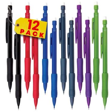 Imagem de 1InTheOffice Lapiseira de 0,7 mm, conjunto de lapiseiras, grafite de lapiseira, com cabo de borracha, 2 grafite médio, recarregável (pacote com 12)