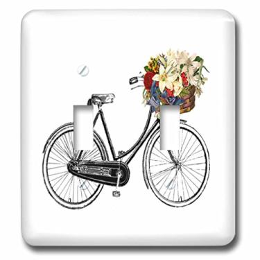 Imagem de 3D Rose LSP_224325_2 Imagem de bicicleta preta e branca com botão duplo de mudança de flores coloridas