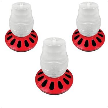 Imagem de Kit 3 Comedouro Frango Aves Alimentador 3,5L Rosca 12 Furos - Agropet